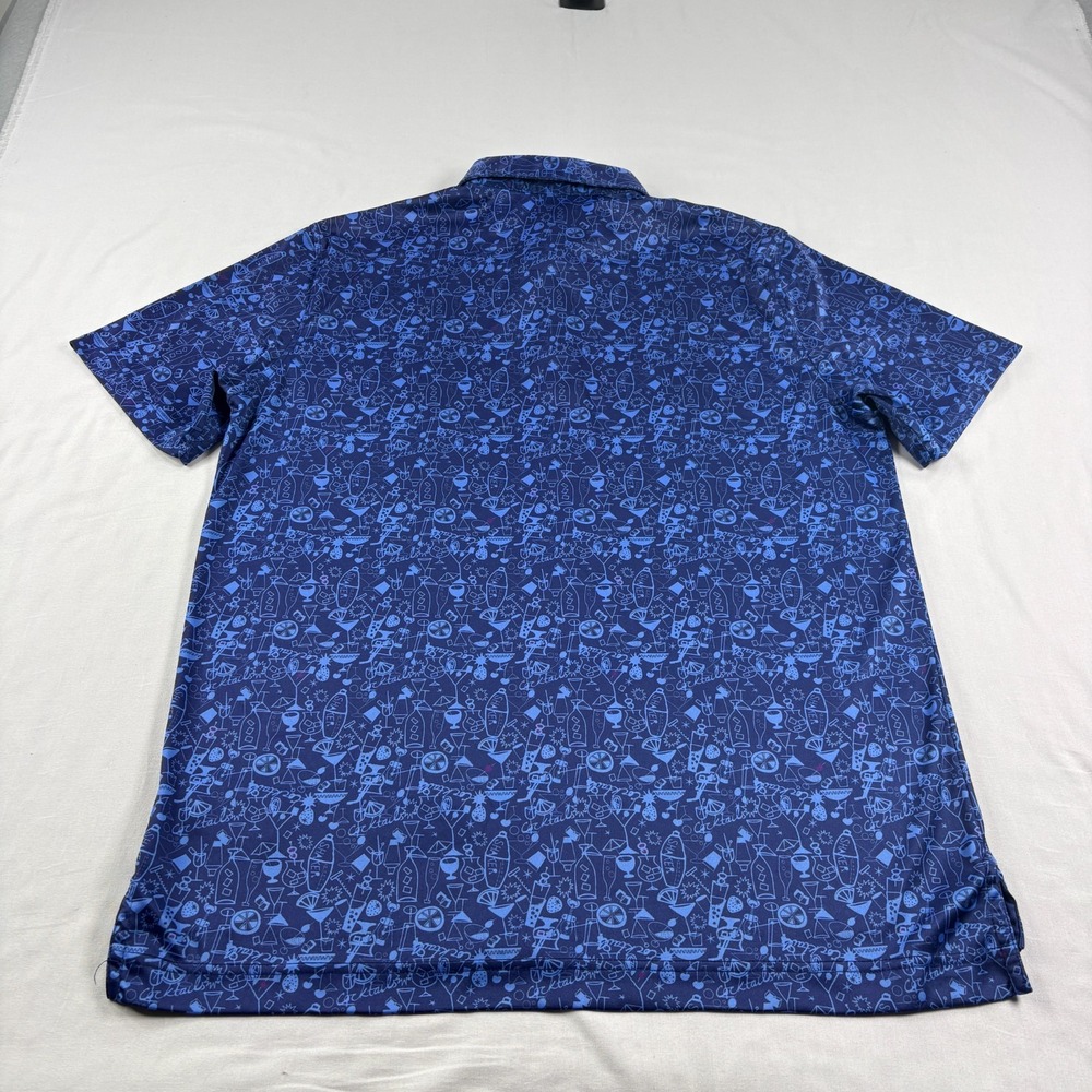 Robert Graham Shirt Men Large Blue Golf Polo Martini Graphic Performance Stretch - Picture 8 of 10